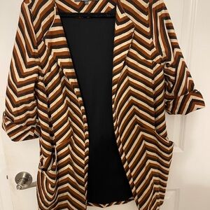 Anthropologie Eva Franco Brown and White Chevron Blazer